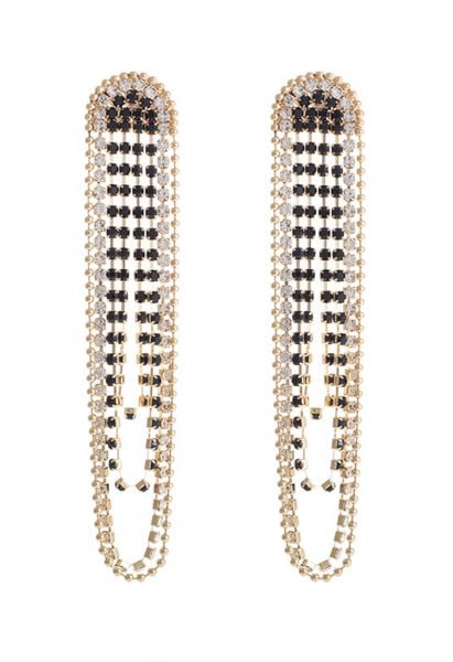 Gold Bead Diamond String Earrings