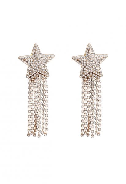 Diamond Meteor Tassel Drop Earrings
