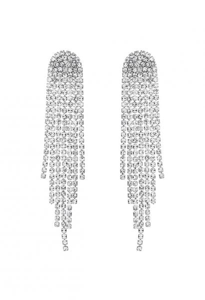 Simplicity Gleaming Diamond Tassel Drop Earrings