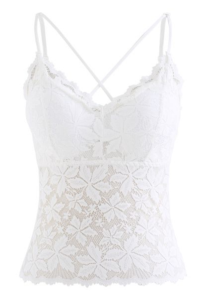 Blossom Lace Cami Bustier Top in White