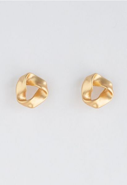 Twist Golden Stud Earrings