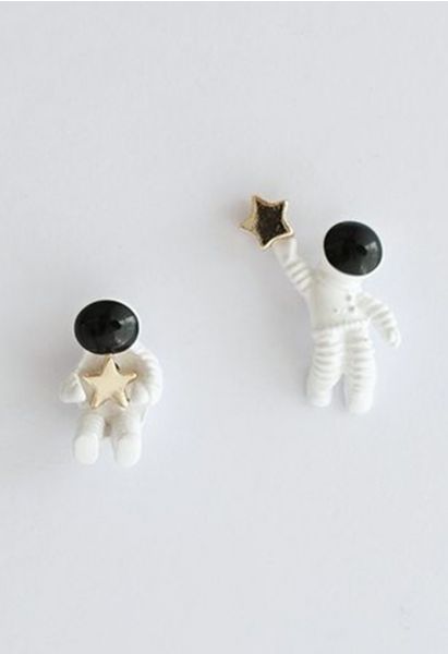 Astronaut and Golden Star Earrings