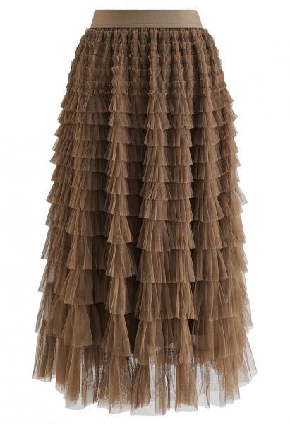 Swan Cloud Midi Skirt in Brown