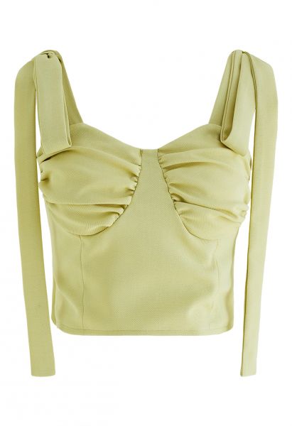 Tie-Strap Bustier Crop Top in Lime