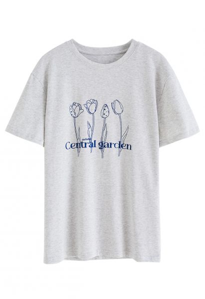 Central Garden Crew Neck T-Shirt in Grey