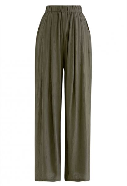 Breezy Side Pockets Wide-Leg Pants in Brown