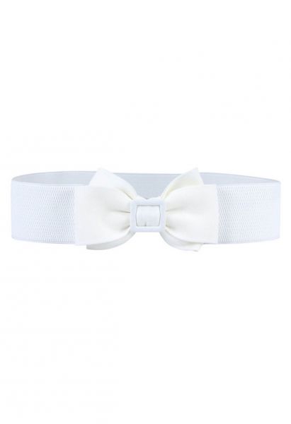 Bowknot Front Stretchy Corset Belt in White