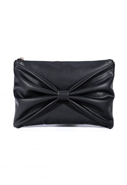 Classy Bowknot PU Leather Clutch