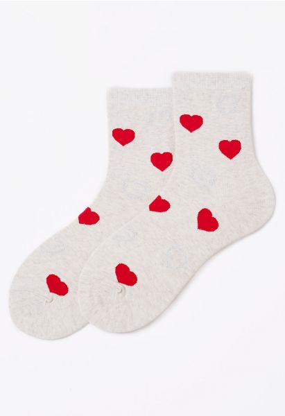 Passionate Heart Cotton Crew Socks