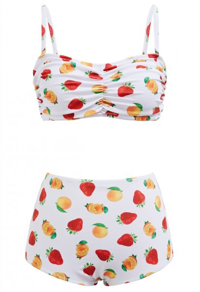 Fruit Print Bikini Set in White