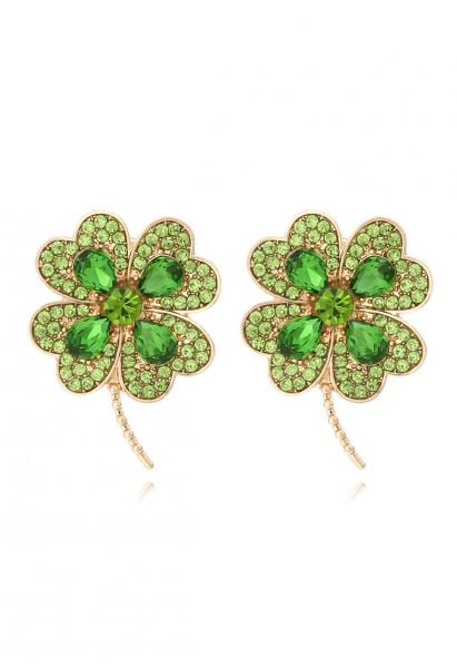 Four-Leaf Clover Earrings in Green