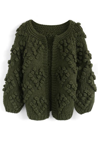 Knit Your Love Cardigan in Army Green