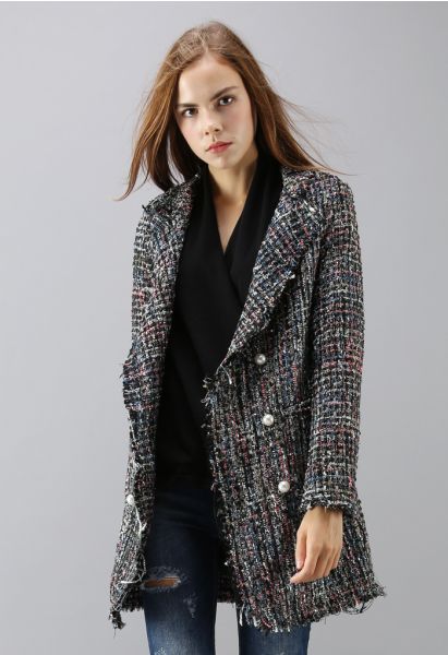 Flickering Attraction Double Breasted Tweed Coat 