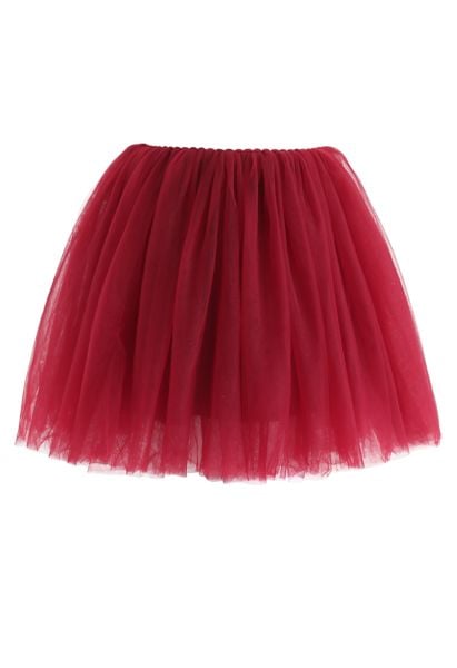 Amore Mesh Tulle Skirt in Wine For Kids