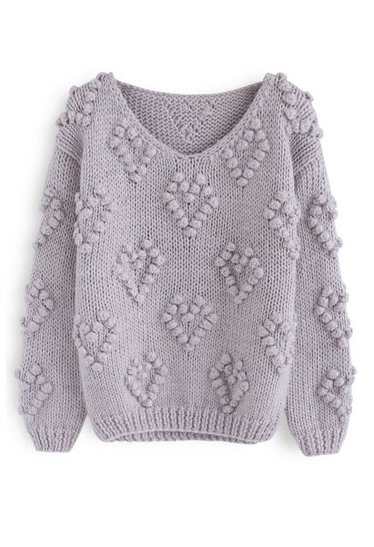 Knit Your Love V-Neck Sweater in Lavender