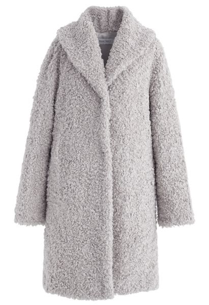 Feeling of Warmth Faux Fur Longline Coat in Grey