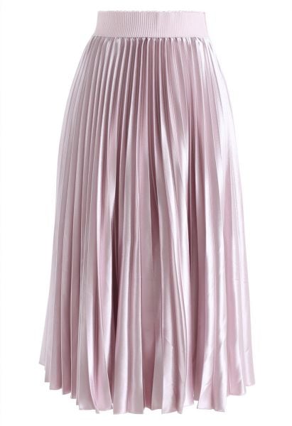 Glam Slam Pleated Midi Skirt in Pink