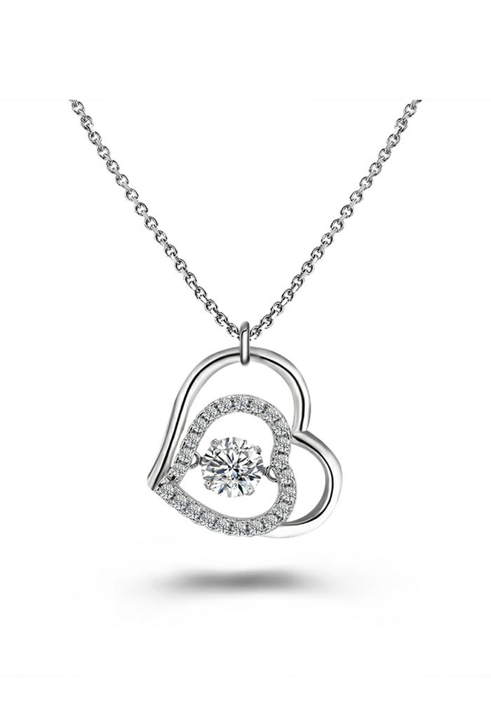 Double Heart Moissanite Diamond Necklace