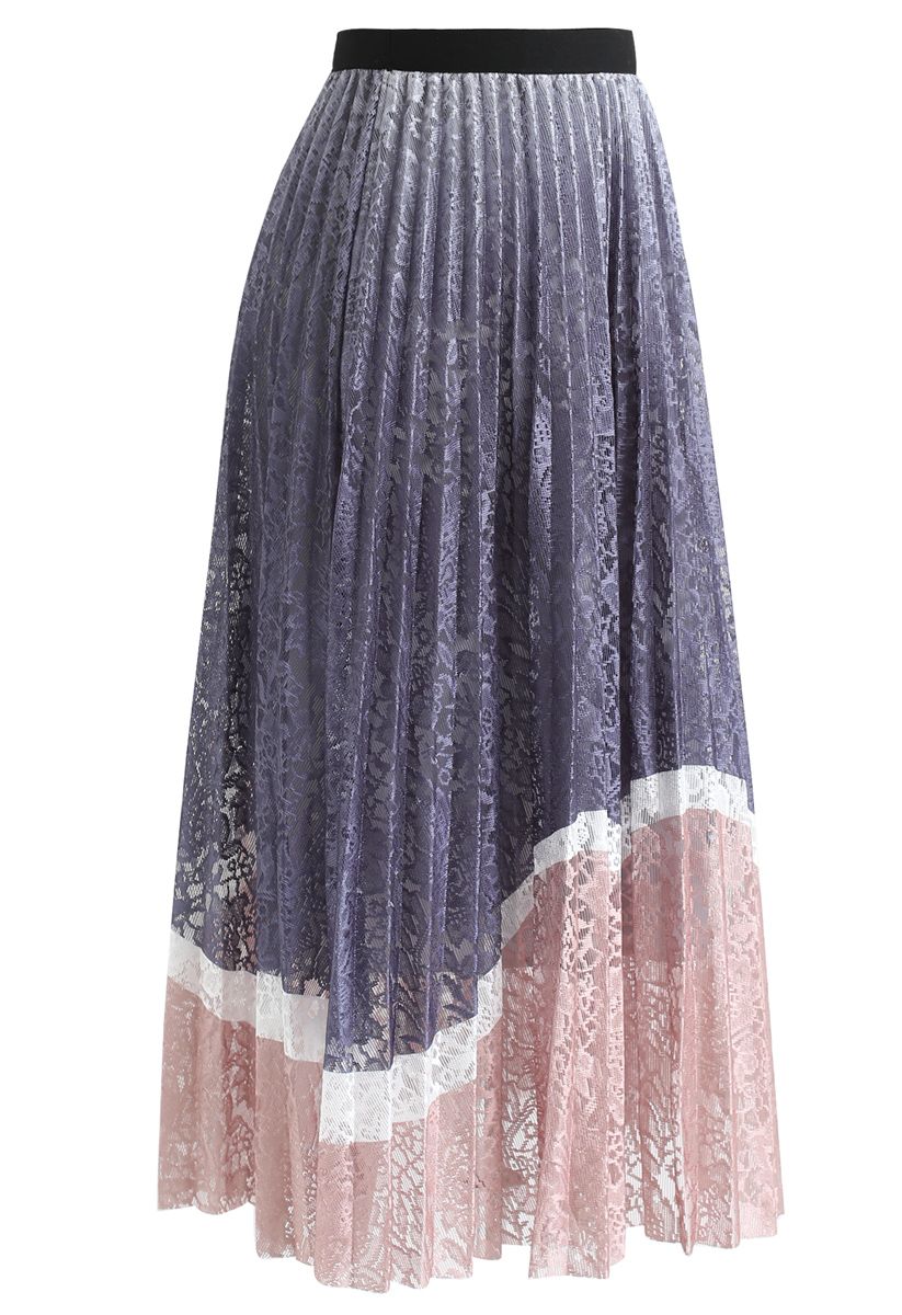 Lightweight Colored Floral Mesh Skirt in Pink