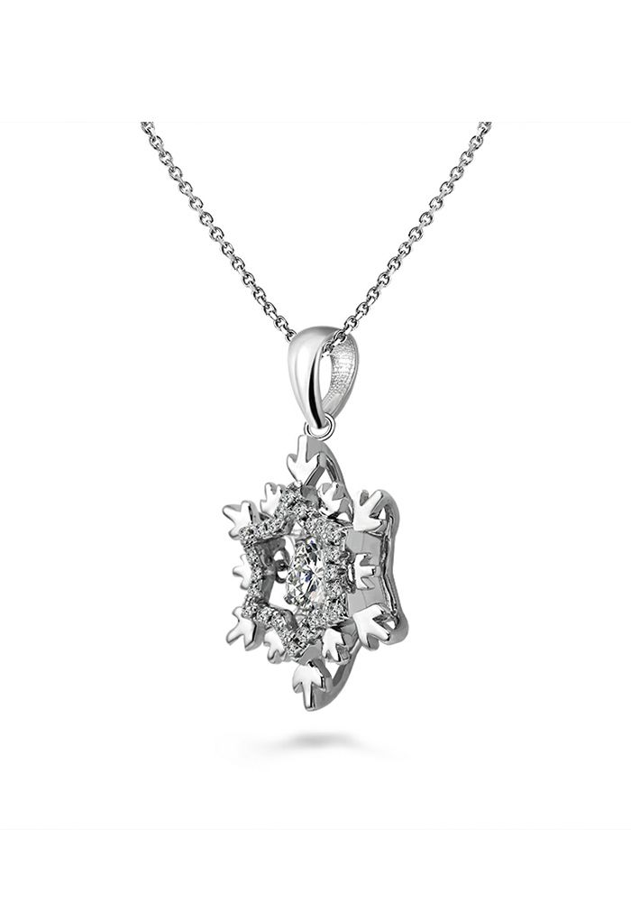 Snowflake Shape Pendant Moissanite Diamond Necklace