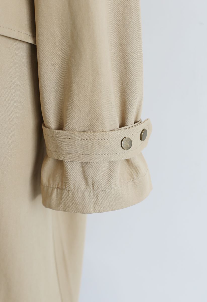Pointed Collar Button Down Coat in Light Tan