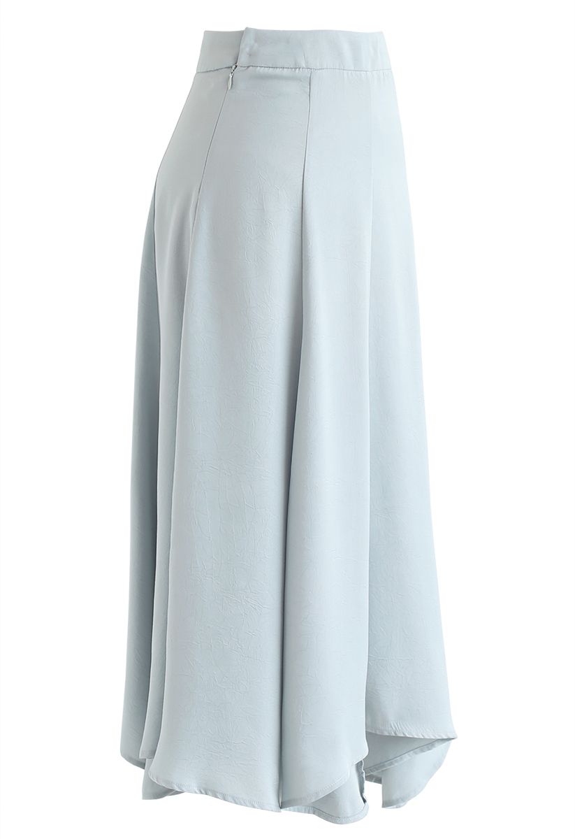 Silky Texture Asymmetric Midi Skirt in Mint