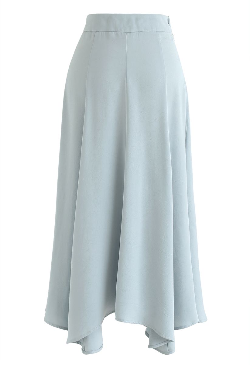 Silky Texture Asymmetric Midi Skirt in Mint