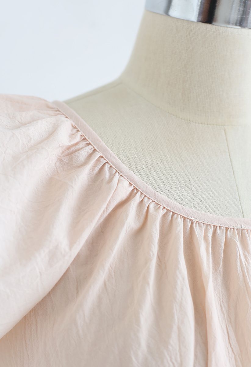 Scoop Neck Ruffle Sleeveless Top in Apricot