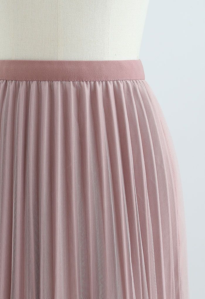 Reversible Pleated Midi Skirt in Pink