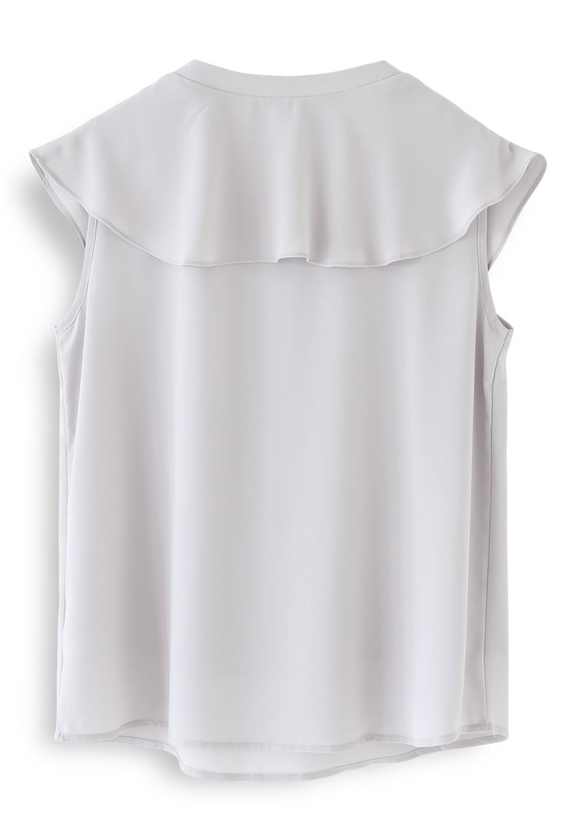 Drape V-Neck Sleeveless Chiffon Top in Lavender