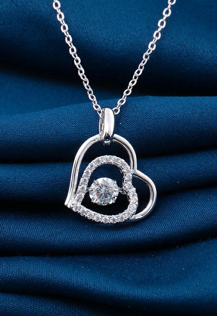 Double Heart Moissanite Diamond Necklace