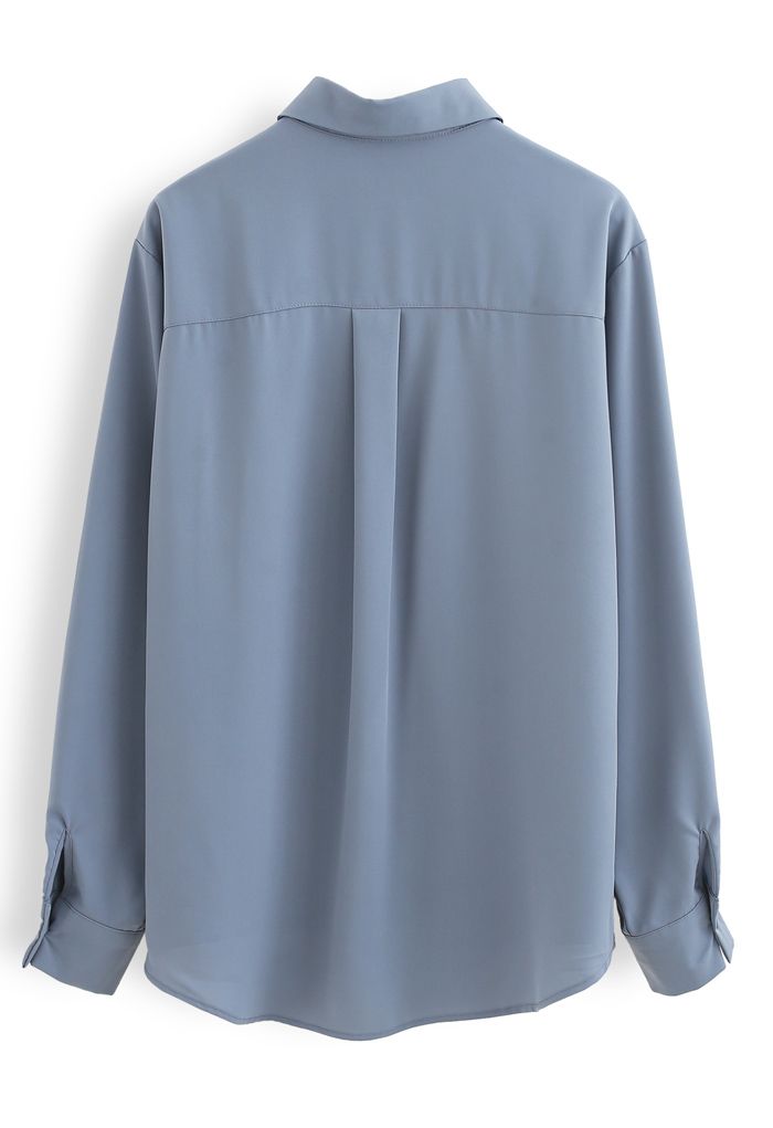 Basic Softness Hi-Lo Shirt in Dusty Blue