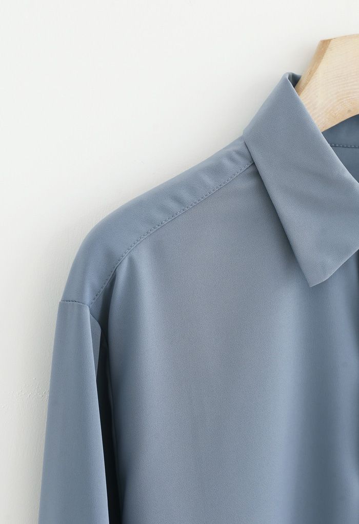 Basic Softness Hi-Lo Shirt in Dusty Blue