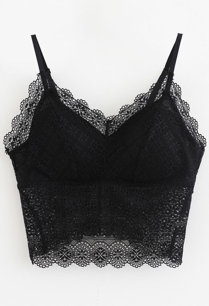 Floret Lace Cami Bustier Top in Black