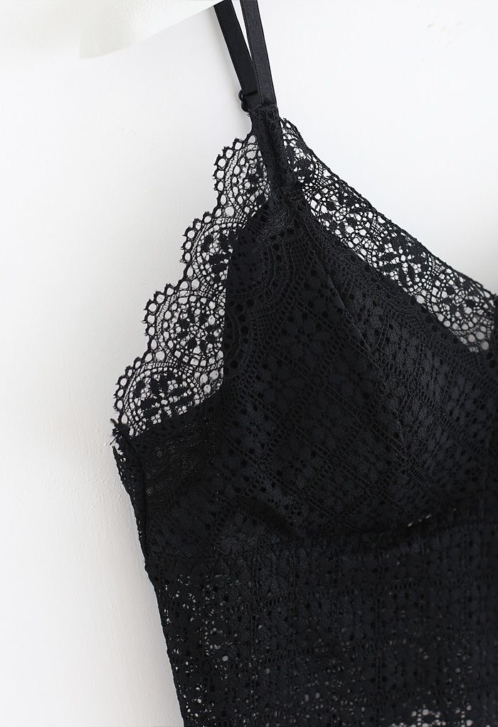 Floret Lace Cami Bustier Top in Black