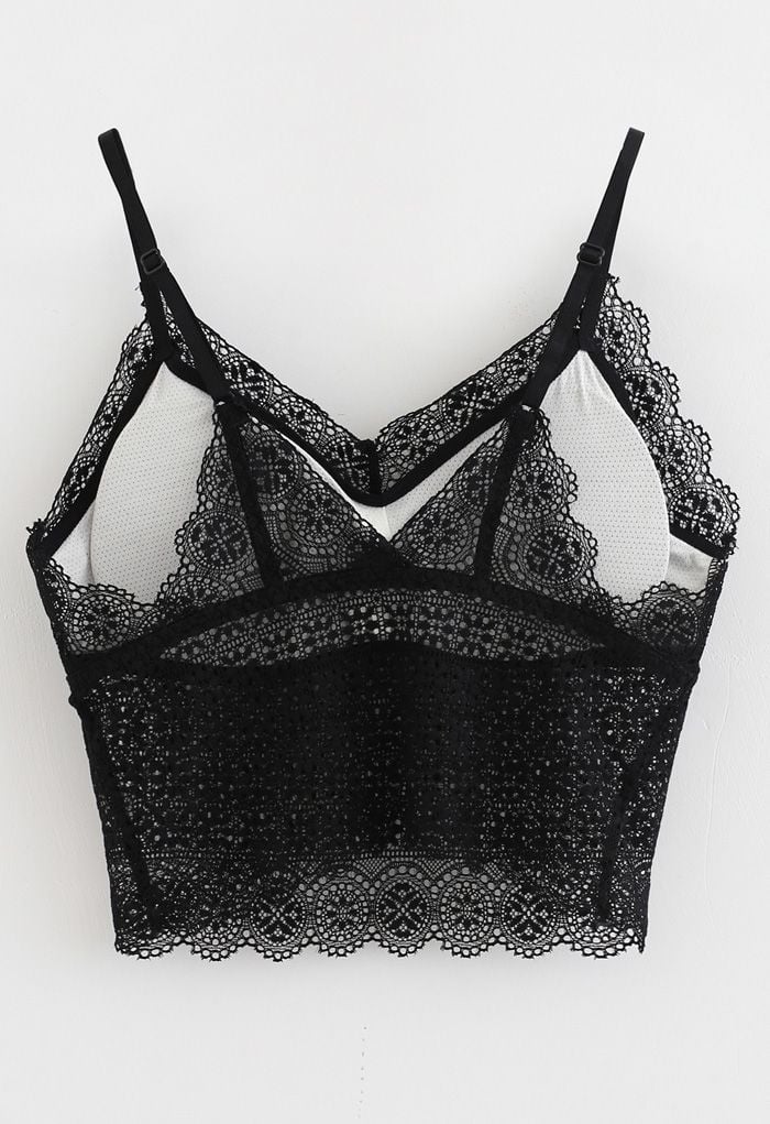 Floret Lace Cami Bustier Top in Black