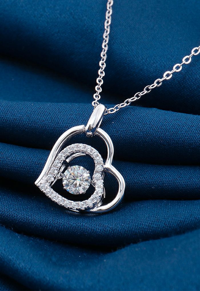 Double Heart Moissanite Diamond Necklace