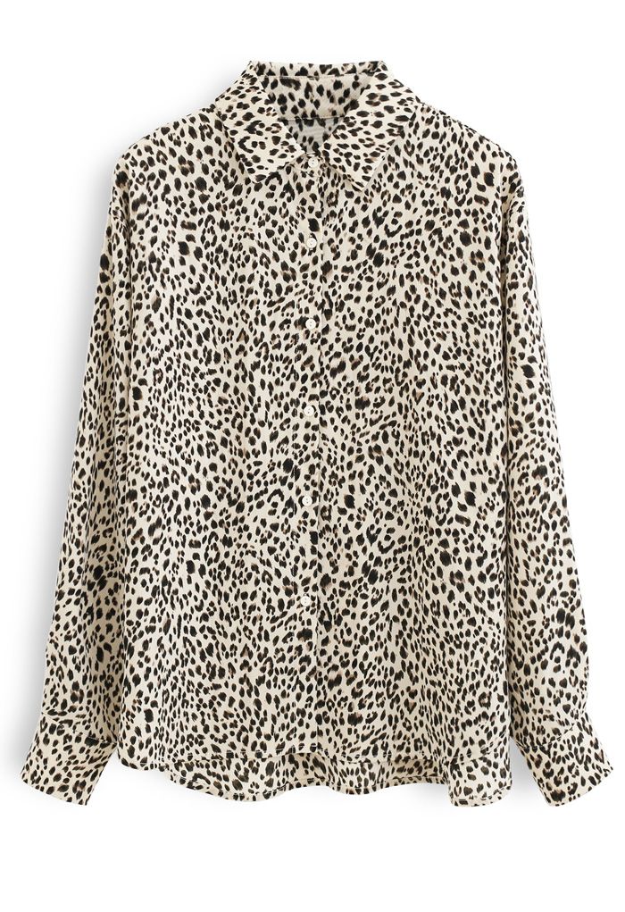 Leopard Print Button Down Hi-Lo Shirt