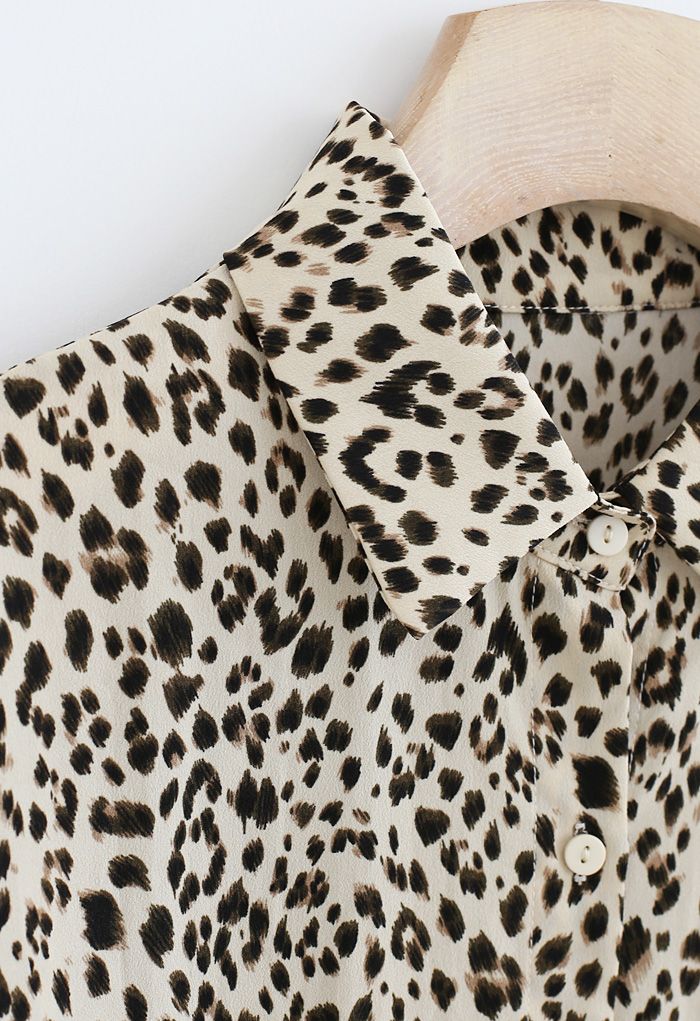 Leopard Print Button Down Hi-Lo Shirt