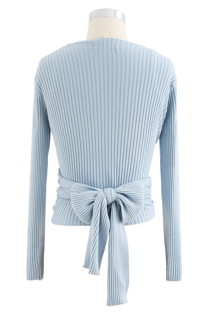 Two-Piece Soft Knit Cropped Top in Blue