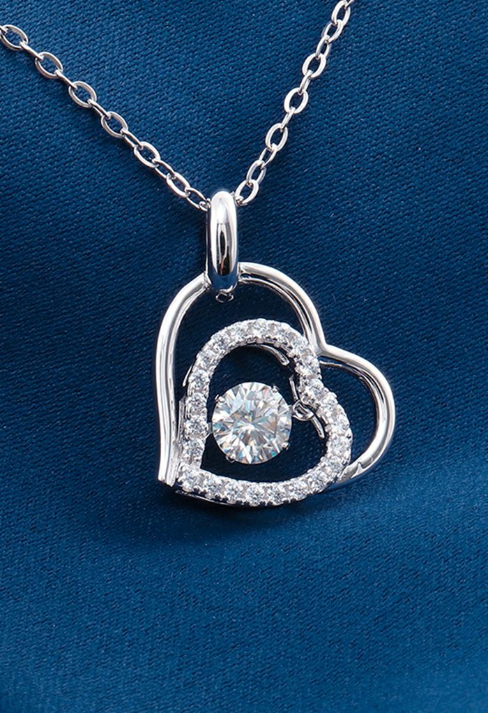 Double Heart Moissanite Diamond Necklace