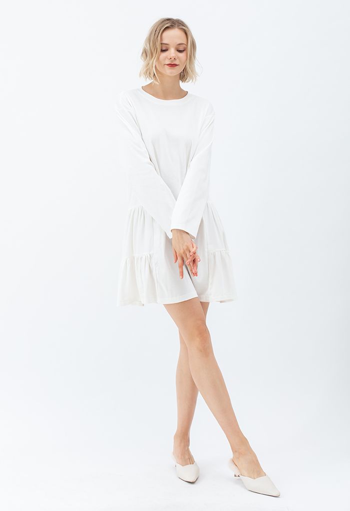 Frilling Dolly Mini Dress in White