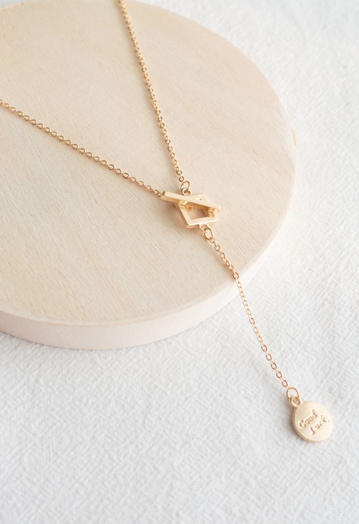 Gold Double Coins Toggle Necklace