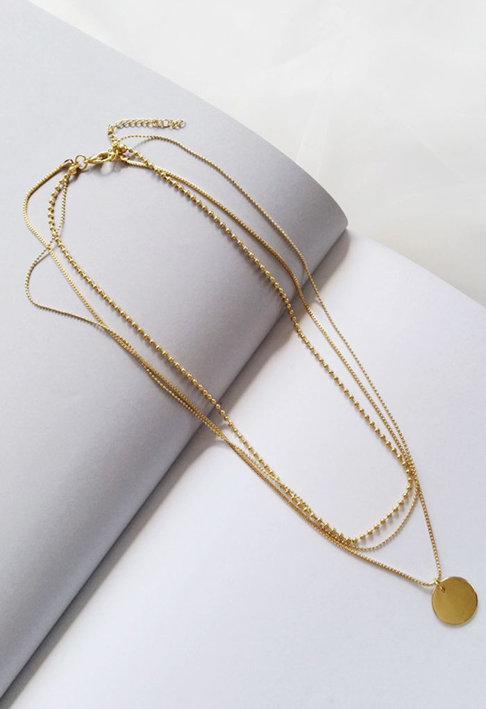 Triple-Layered Golden Coin Necklace