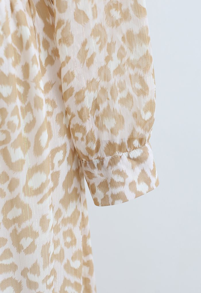 Lightsome Leopard Printed Ruffle Wrapped Maxi Dress