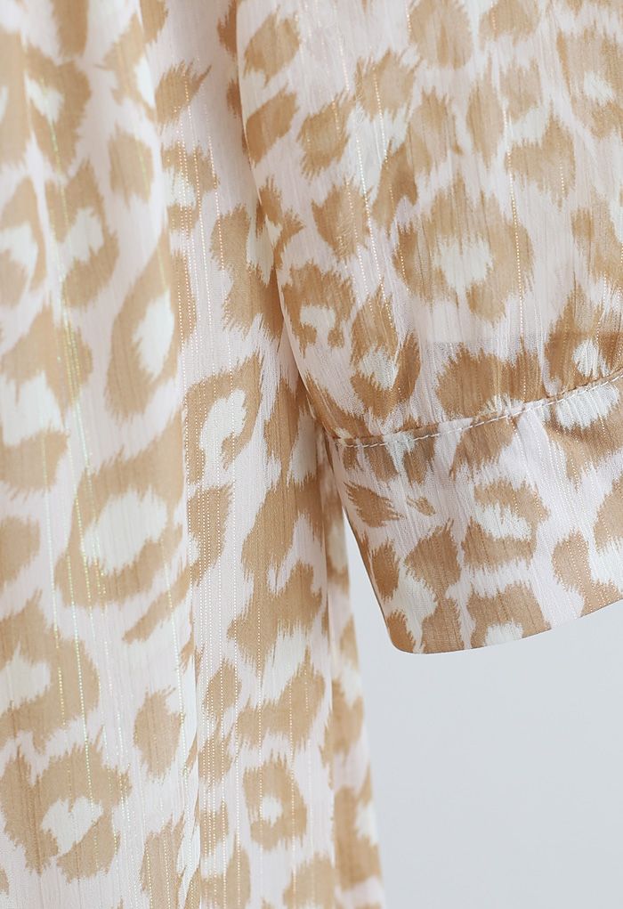 Lightsome Leopard Printed Ruffle Wrapped Maxi Dress