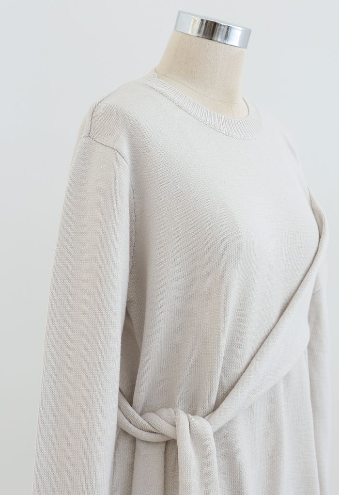 One-Shoulder Knit Sweater in Ivory