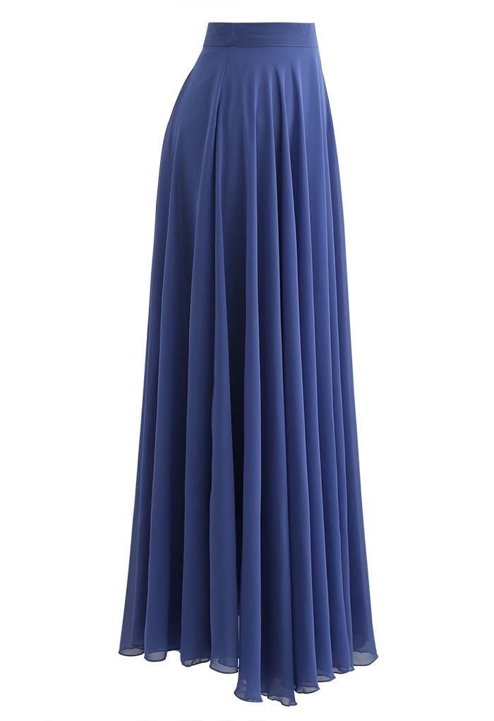 Timeless Favorite Chiffon Maxi Skirt in Dusty Blue