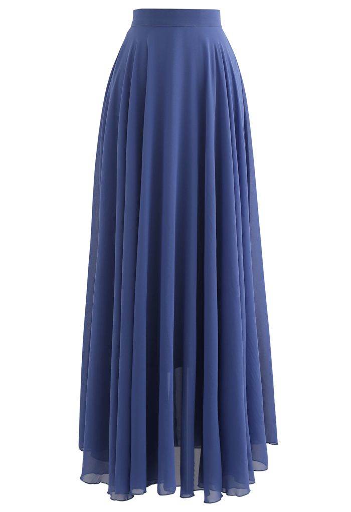 Timeless Favorite Chiffon Maxi Skirt in Dusty Blue