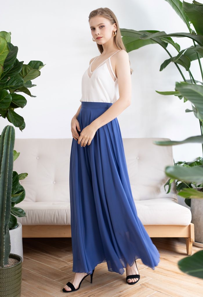 Timeless Favorite Chiffon Maxi Skirt in Dusty Blue